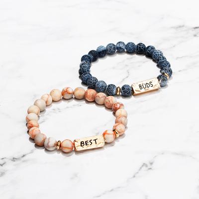 China TRENDY fashion engrave bracelet set for lover high quality natural agate bracelet for sale