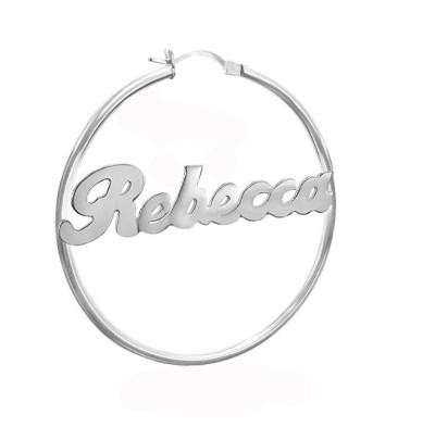 China Wholesale TRENDY Customize Names Letter Stainless Steel Heart Hoop Earrings For Women for sale