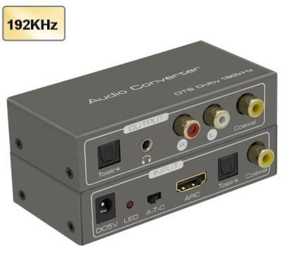 China 192KHz Metal Converter HDMI Audio ARC Extractor Audio Adapter with Toslink Coaxial Optical Stereo l R or 3.5mm Jack for sale