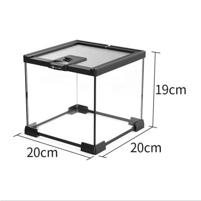 China Viable Reptile Mini Greenhouse Glass Cage For Frog Gecko 20*20*19cm for sale