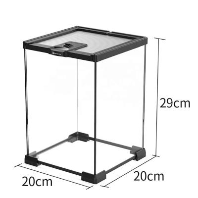 China Viable Reptile Mini Greenhouse Glass Cage For Frog Chameleon 20*20*29cm for sale