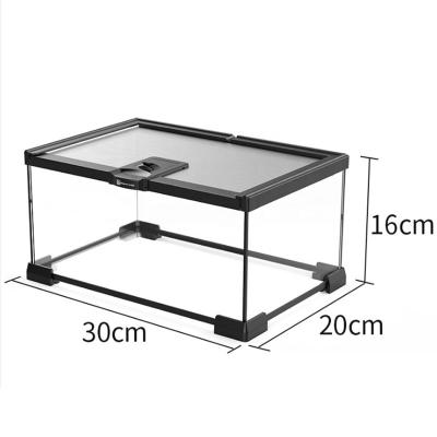 China Viable Reptile Mini Greenhouse Glass Cage For Gecko Turtle Tortoise 30*20*16cm for sale