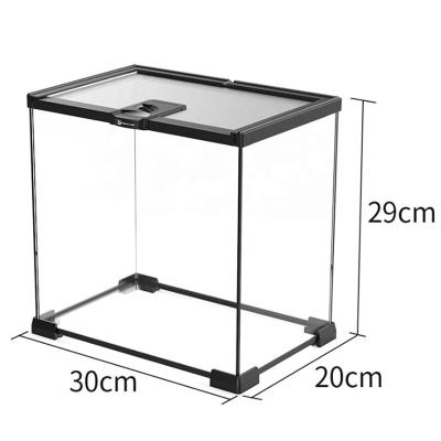 China Viable Reptile Mini Greenhouse Glass Cage For Dragon Tortoise Bearded Tortoise 30*20*29cm for sale