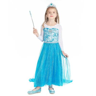 China 2021 Christmas Casual Children's Clothing Snow And Skirt Elsa Aisha Girls Long Sleeve Ice Princess Dress for sale