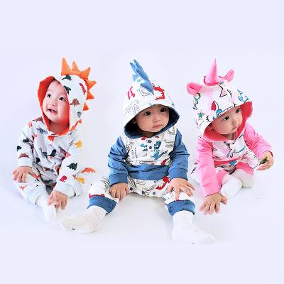 China Wholesale 100% Cotton Baby Clothes Winter Animal Design Dinosaur Unicorn Rompers Newborn Baby Girl Boys Rompers Animal Design for sale