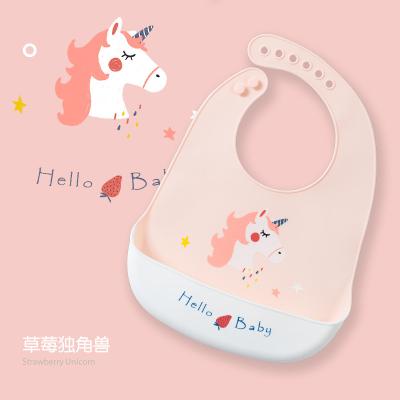 China Wholesale Cute Antibacterial Bibs Adjustable Fit Soft Silicone Cartoon Comfortable Soft Waterproof Bib Keeps Stains for Babies and Toddlers for sale