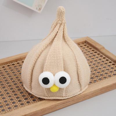 China Cute Character Newborn Baby Beanie Hats Knitted Eyes Printed Cotton Peaked Hat Loose Slouchy Hip Hop Ribbed Cuffed Hats For Boy&Girl for sale