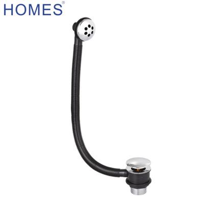 China Factory Supply Brass Bath Waste Tub Drain with Big Click Plug Parts and Plastic Hose for sale