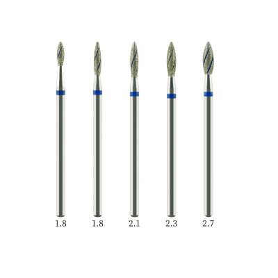 China Diamond Professional Electric Flame Shape Diamond Nail Drill Bit With Cool-Groove for sale