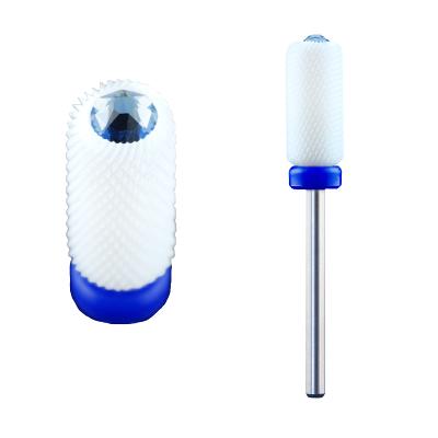 China Best Ceramic Wholesales Barrel Shape Ceramic Nail Drill Bit With Rhinestone Top For Nails for sale