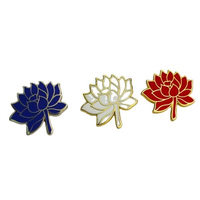 China Custom Europe Lotus Hard Enamel Lapel Bow Lotus Gold Plated Lotus Metal Badge Flower Brooch Apparel With Bags And Accessories for sale