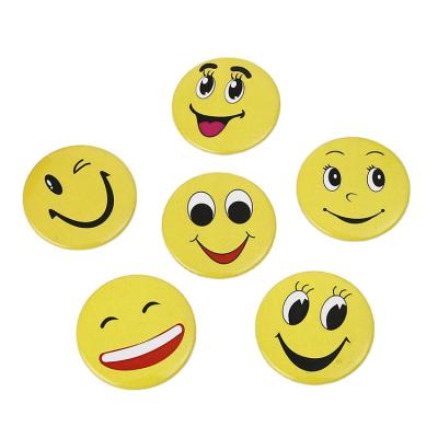 China Creative Smiley Circle Advertising Badge Tinplate School Badge Europe Custom Face Logo for sale