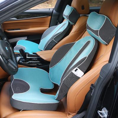 China Business/Car Luxury High Quality Office Comfort Memory Foam Back Seat Lumbar Support Cushion Orthopedic Headrest Pillow Sets for sale