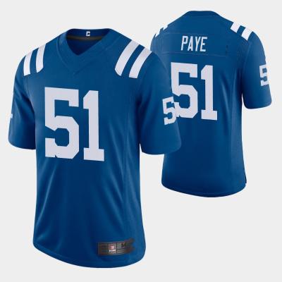 China Best Quality 2021 New Style Antibacterial Wholesale Cheap Custom Indianapolis Pitched American Football Jerseys Colt 51 Kwity Paye for sale