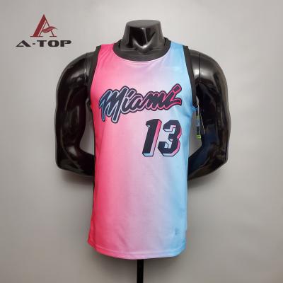 China 2021new Breathable Basketball Heat Pressed MiamiJersey Heat Team Wear Adult Youth Basketball Uniforms for sale