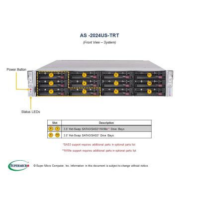 China 1TB Hard Drive Rack Server SuperMicro AS-2024US-TRT for Optimal Storage Solutions for sale