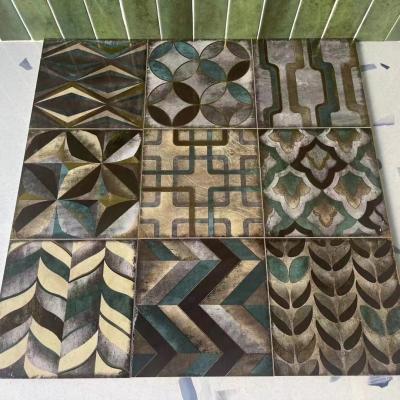 China Rustic 3D Wall Floor Tiles Interior And Glazed Ceramic 200*200mm Sale Acid Surface Unit Metallic Color Feature Material Water for sale