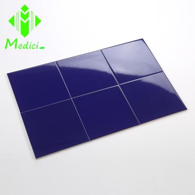 China Metallic Subway Tiles 10*10 Dark Blue Kitchen Backsplash Border Glazed Ceramic Wall Tile for sale