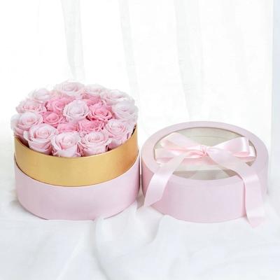 China luxury high quality custom size & surface treatment lid & base with window round flower boxes for sale