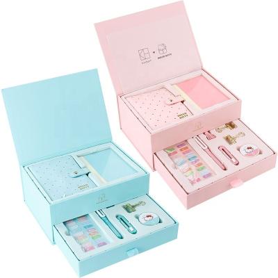 China luxury magnetic linked drawer gift box with blister insert for stationery packaging for sale