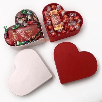 China Custom size red gift packaging box for candy red heart boxes with chocolate for sale