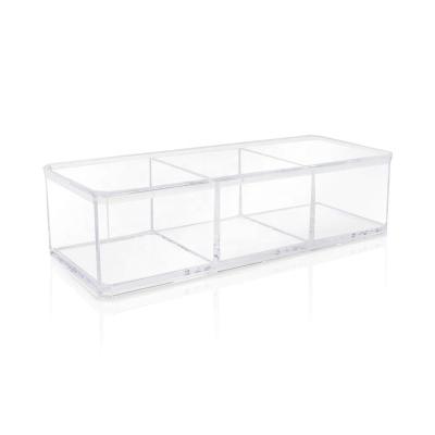 China Top Quality Custom Clear Three Compartment Acrylic Desktop Storage Box for sale