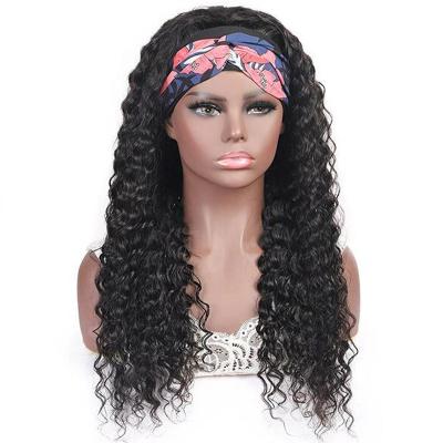 China VENUSWIG Virgin Hair Brazilian Curly Headband Wig Wholesale Deep Curly Hair None Lace Wig For Black Women for sale