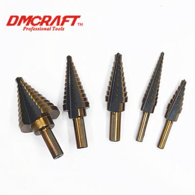 China SPIRAL Metal Drilling 5PCS HSS SPLINE STEP DRILL BIT SET for sale