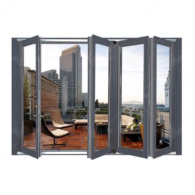 China Sound Insulation Tempered glass accordion folding door folding patio bifold doors cheap folding patio doors for sale