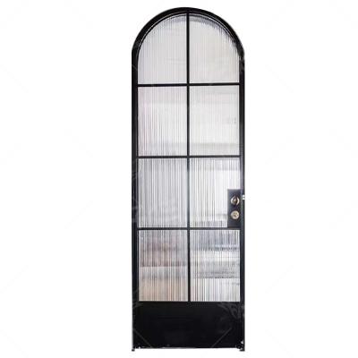 China Sound Insulation Aluminum frosted glass waterproof casement arched french doors interior for sale