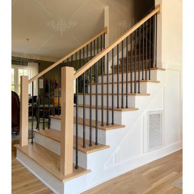 China Durable Eco-friendly Non Slip Oak Beech Wooden Treads Staircase U Shape Floating Stairs With Tempered Glass Railing Prices for sale