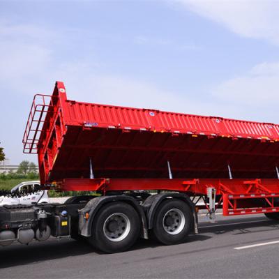 China Truck Trailer Cargo Freight Mechanical Suspension Heavy Duty Hydraulic Side Dump Tilting Semi Truck Trailer Guangdong for sale