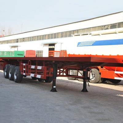 China BERKLEY 3 axle truck trailer 40 ft flat bed container cargo transport flat bed trailer semi truck trailer for sale for sale