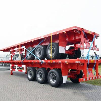 China BERKLEY 20ft Flatbed Truck Trailer 40ft Tri Axle 4 Axle Multi Axles Flat Bed Container Semi Truck Trailers for sale