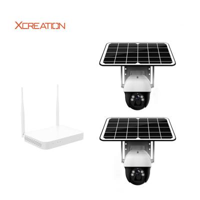 China XCREATION 8W NIGHT VISION Camera Outdoor Kit IP65 Solar Waterproof Camera with PIR and Motion Detection HD 1080P NVR Solar Wireless Kit for sale