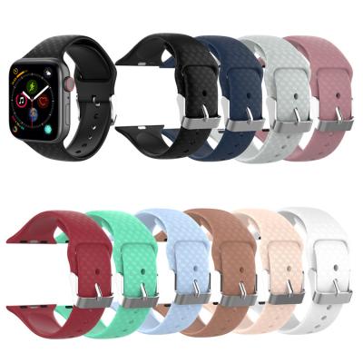 China Newest 38mm 40mm 42mm 44mm Design 3D Silicone Apple i Watch Strap Rubber Band With Buckle For iwatch 1 2 3 4 for sale