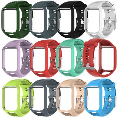 China silicone watch wrist band rubber strap for tomtom sparkle series / runner 2 3, golf 2 for sale