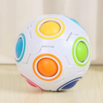 China 2021 Newest Funny Educational Toy Rainbow 12 Toy Football Breathable Toy Ball Magic Cube Educational Elastic Hole Decompression Kids for sale