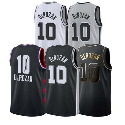 China San Antonio Custom Logo Spurs Embroidery #10 DeMar DeRozan Antibacterial Mens Basketball Tank Tops Sports Invest Wear Quick Dry Basketball Uniform for sale