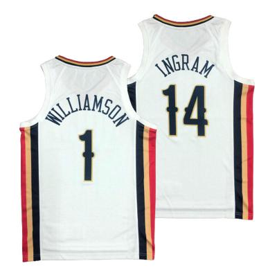 China 1 Zion Williamson New City Pelican White Shirts Basketball 75th Anniversary Tank Top 14 Ingram Antibacterial Uniform for sale