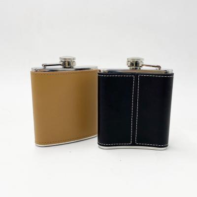 China Modern Colorful Leather Stainless Steel Hip Flask Whiskey Hip Flask for sale