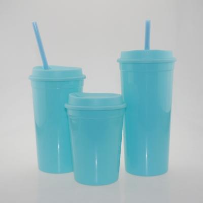 China Wholesale Cute Creative PP Material Water Tumbler Straw Customize Plastic Cold Drink Cup With Lid for sale