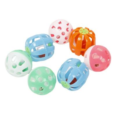 China Viable Four Piece Cat Toy Blister Packing Bell Ball Set Plastic Pumpkin Hollow Bell Ball for sale