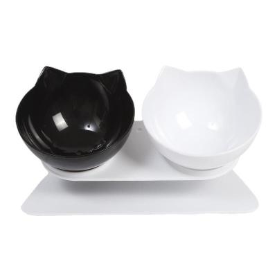 China Cute Flat Dog Feeding Dog Bowl Shape Ear Cat Bowl Dog Flat Double Plastic Bowl for sale