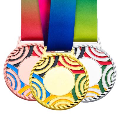 China High Quality Europe Insert Blank Stock Medal In Stock With Ribbon Full Color Sublimated Fast Delivery for sale