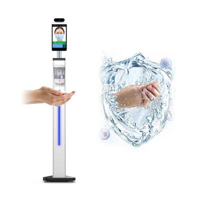 China Touchless Stand Automatic Hand Sanitizer Dispenser Stand Liquid Soap Dispenser with Face Recognition Thermometer for sale