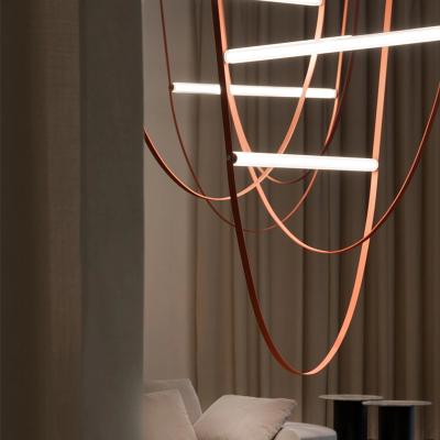 China Modern Fashion Modern Home Deco Leather LED Chandelier Pendant Light For Living Room Restaurant for sale