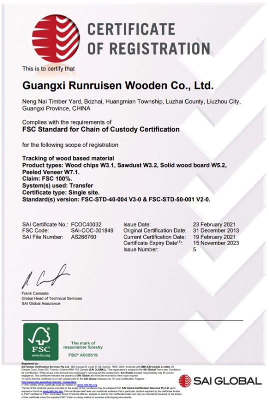 FSC - Guangxi Runruisen Wooden Co., Ltd.