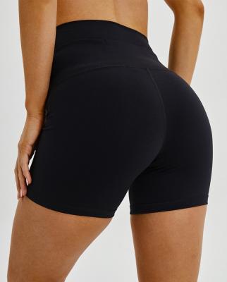 China Breathable Custom Nylon Spandex Workout Yoga Clothing Woman Shorts High Waist for sale