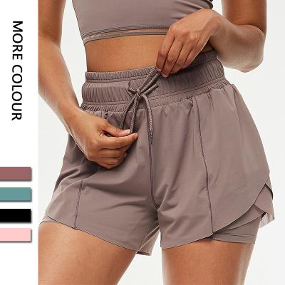 China New 2 Piece Breathable Feeling Women Naked Yoga Shorts Running Fitness Workout Gym Wear Sports Yoga Shorts for sale